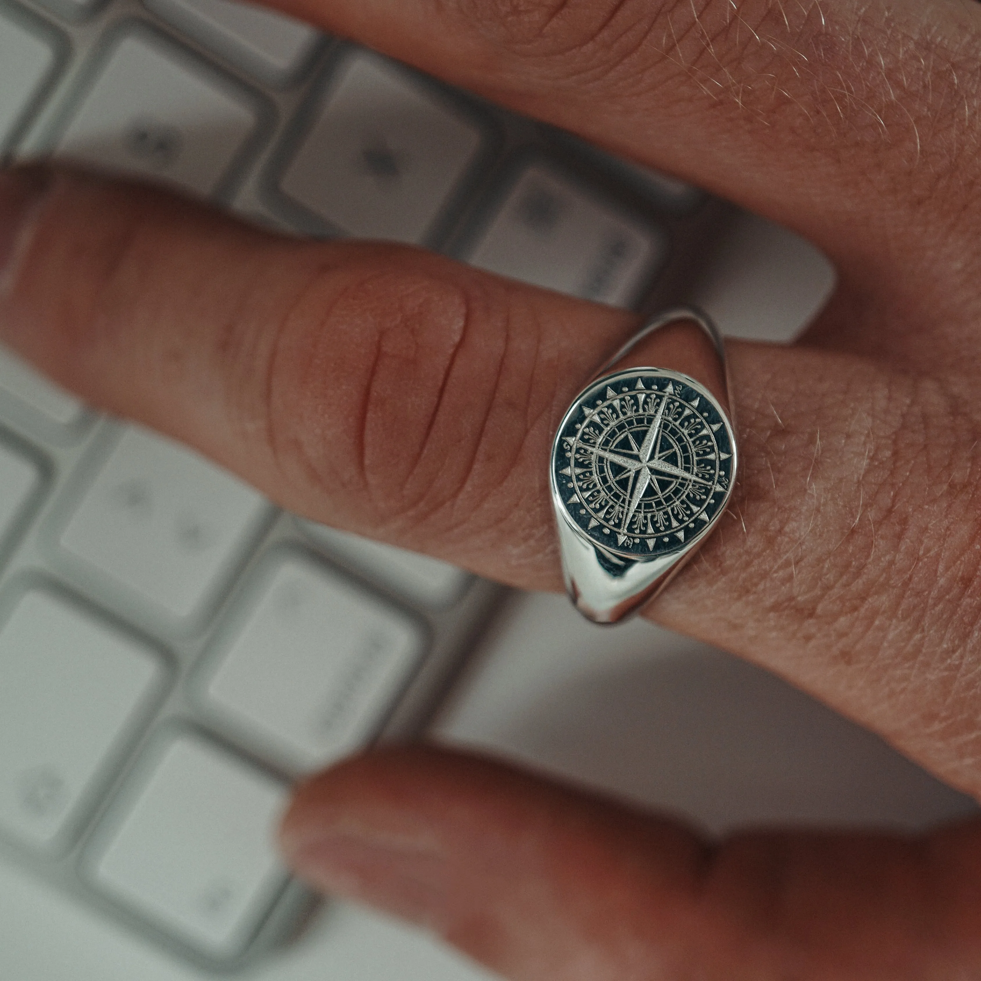 Ring Silver & Gold Compass Rose