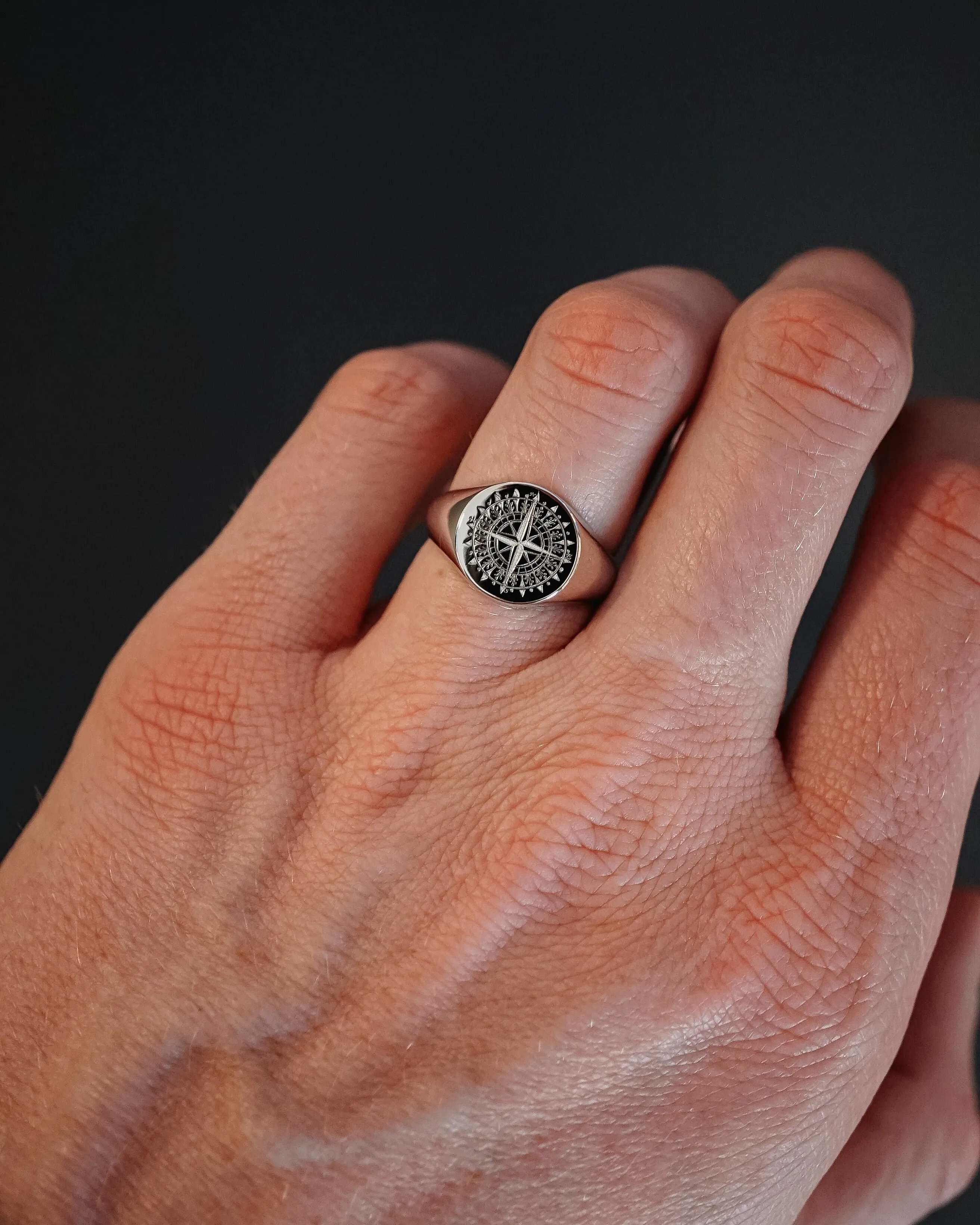 Ring Silver & Gold Compass Rose