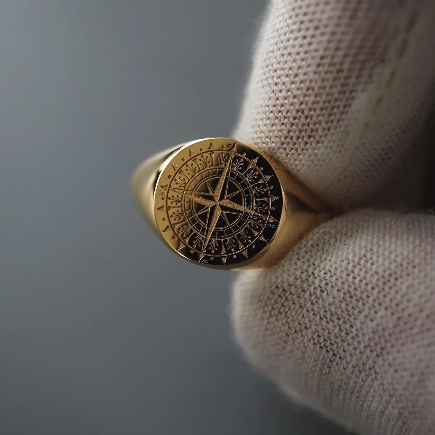 Ring Silver & Gold Compass Rose