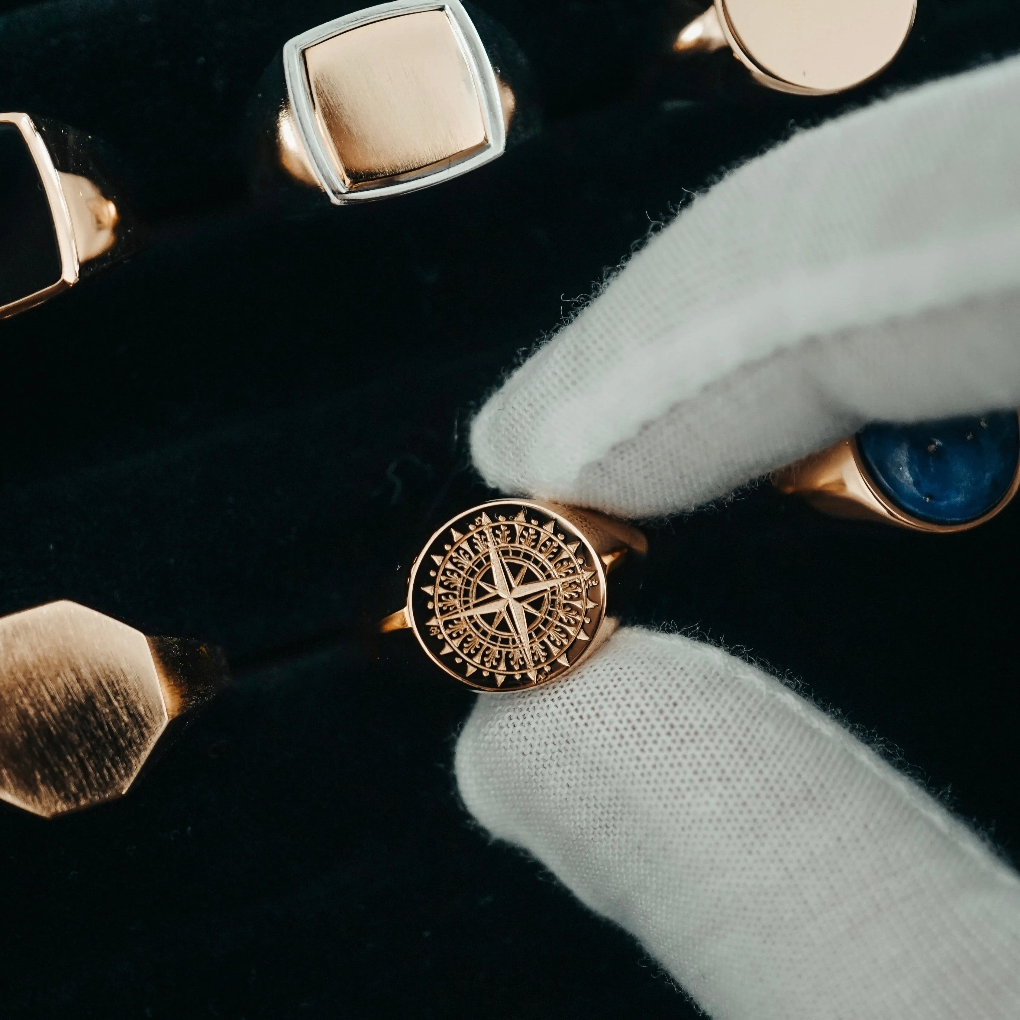 Ring Silver & Gold Compass Rose