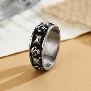 Rivet Ghost Head Ring European And American Retro Personality Men's Titanium Steel Ring Trendy Men's Domineering Women's Index Finger Ring