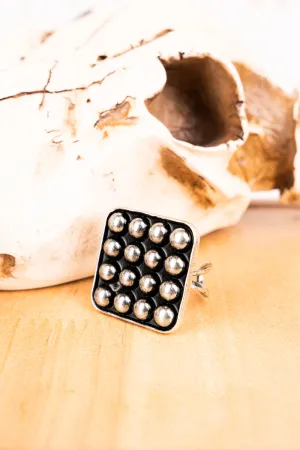 Rock The Town Studded Silvertone Cuff Ring