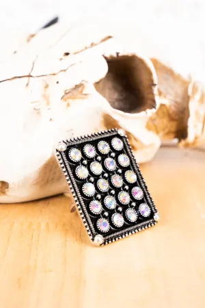 Rocking Crystals Silvertone Cuff Ring