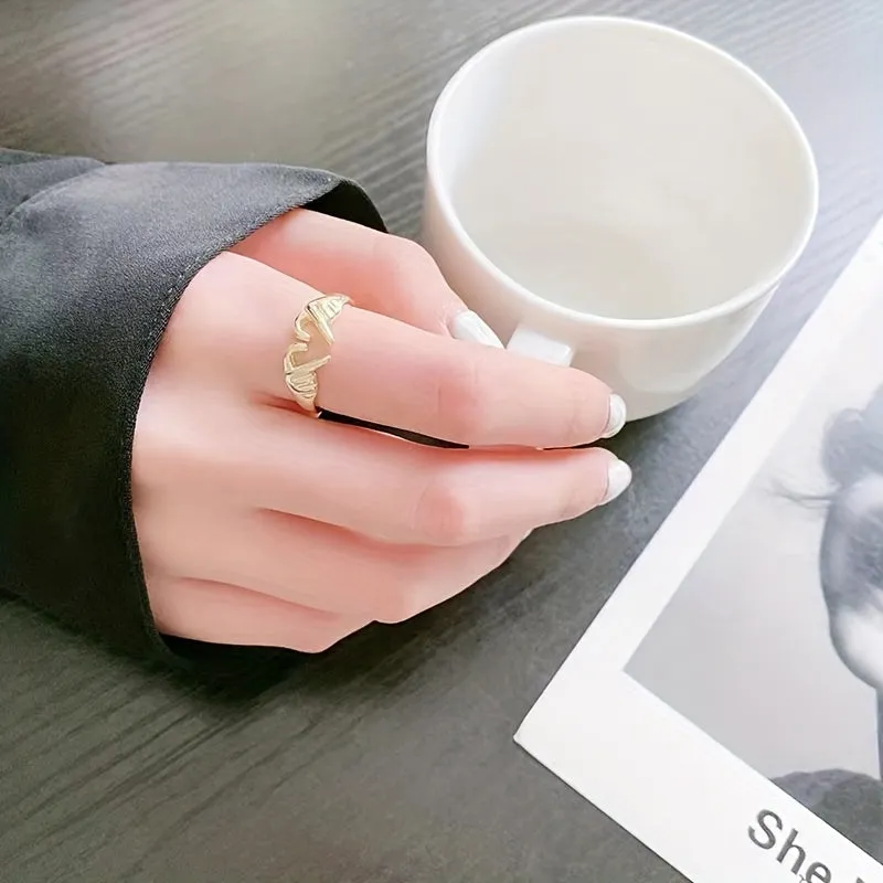 Romantic Love And Hugging Hands Couple Rings Pair Of Adjustable Rings