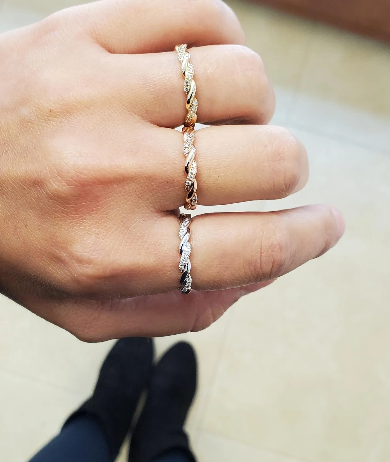 Rope Design Diamond Ring