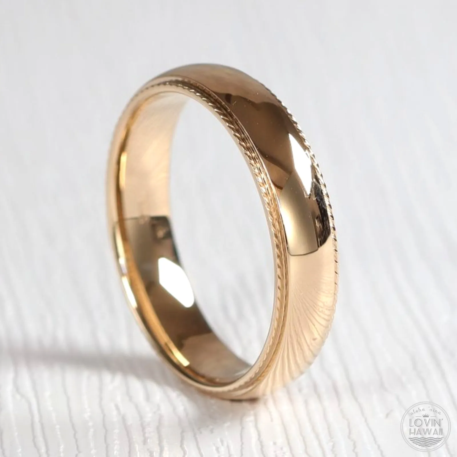 Rope Edge Gold Wedding Band (5mm Width, Comfort Fit)