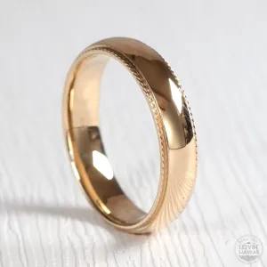 Rope Edge Gold Wedding Band (5mm Width, Comfort Fit)