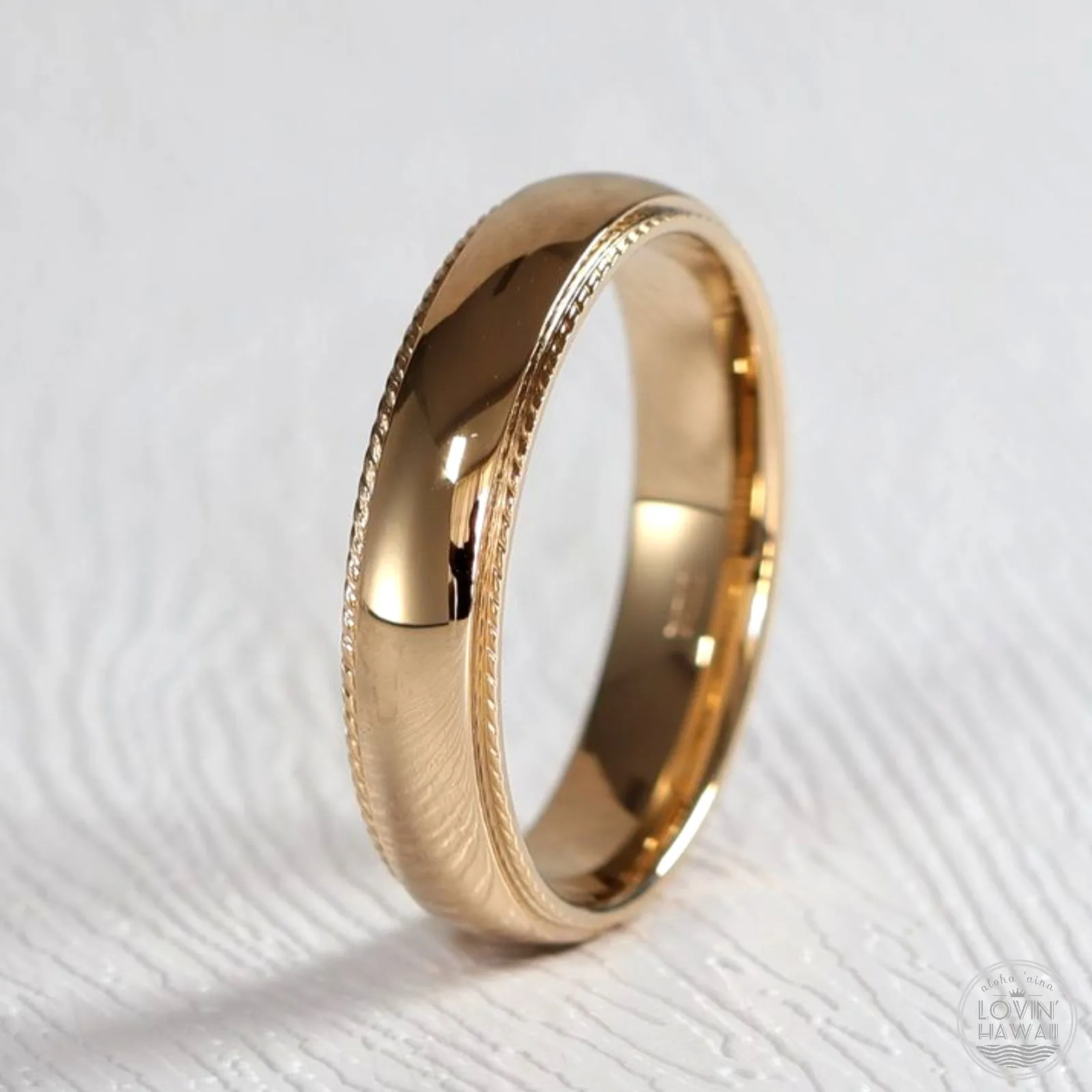 Rope Edge Gold Wedding Band (5mm Width, Comfort Fit)