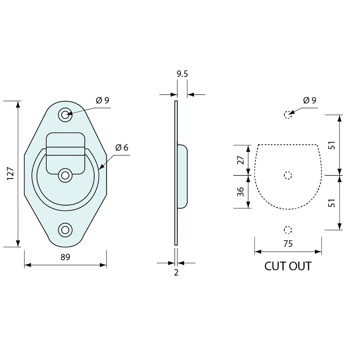 Rope Ring Recessed Zinc Plated 127mm
