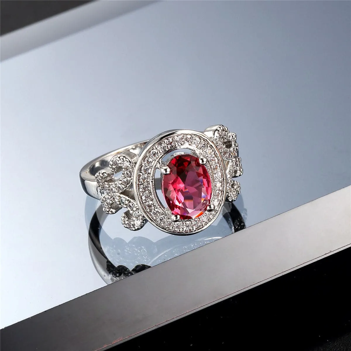 Rose Crystal & Cubic Zirconia Hola Butterfly Ring