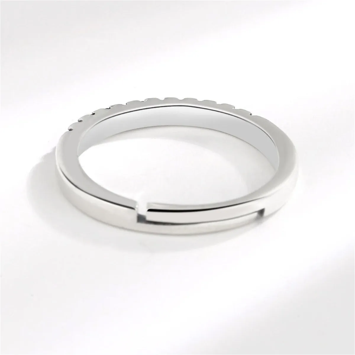 Rose Cubic Zirconia & Silver-Plated Thin Adjustable Ring