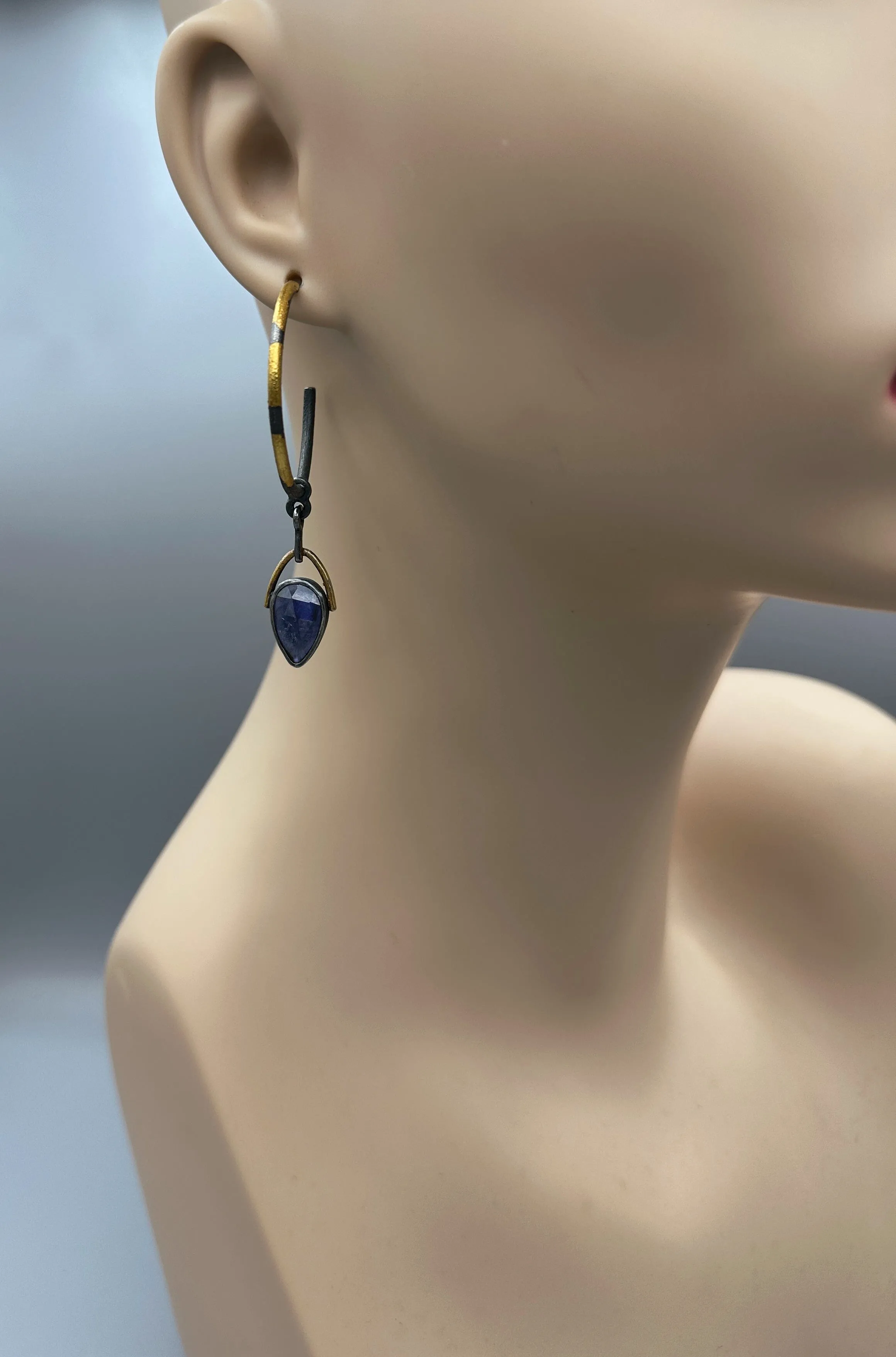 Rose-cut Iolite Hoops