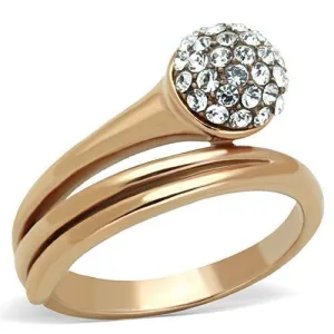Rose Gold Stainless Steel Women's Ring with Synthetic Crystal - Hypoallergenic Jewelry for Women