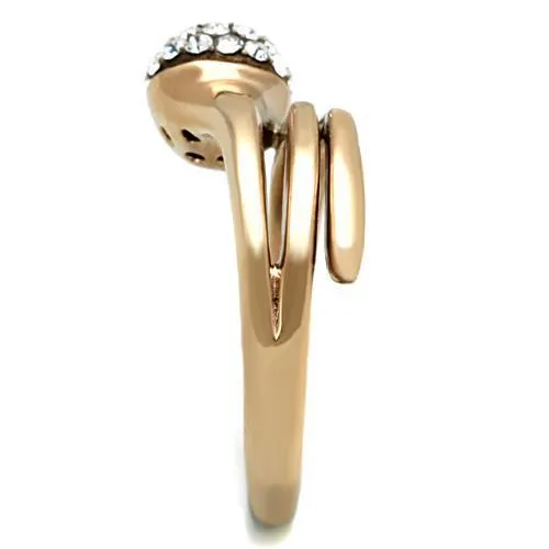 Rose Gold Stainless Steel Women's Ring with Synthetic Crystal - Hypoallergenic Jewelry for Women