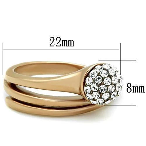Rose Gold Stainless Steel Women's Ring with Synthetic Crystal - Hypoallergenic Jewelry for Women