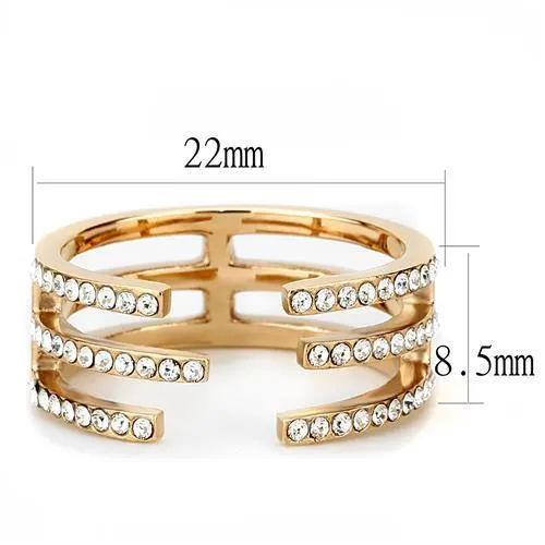 Rose Gold Stainless Steel Women's Ring with Synthetic Crystal - Hypoallergenic Jewelry for Women