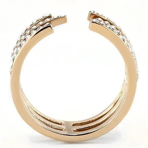 Rose Gold Stainless Steel Women's Ring with Synthetic Crystal - Hypoallergenic Jewelry for Women