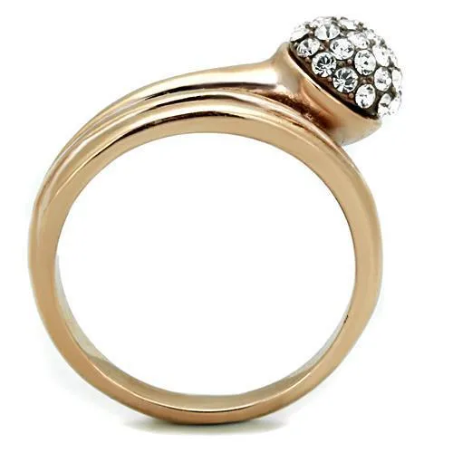 Rose Gold Stainless Steel Women's Ring with Synthetic Crystal - Hypoallergenic Jewelry for Women