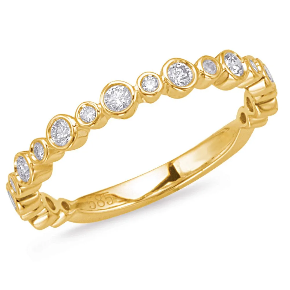 Round Bezel Diamond Vintage Stackable Band