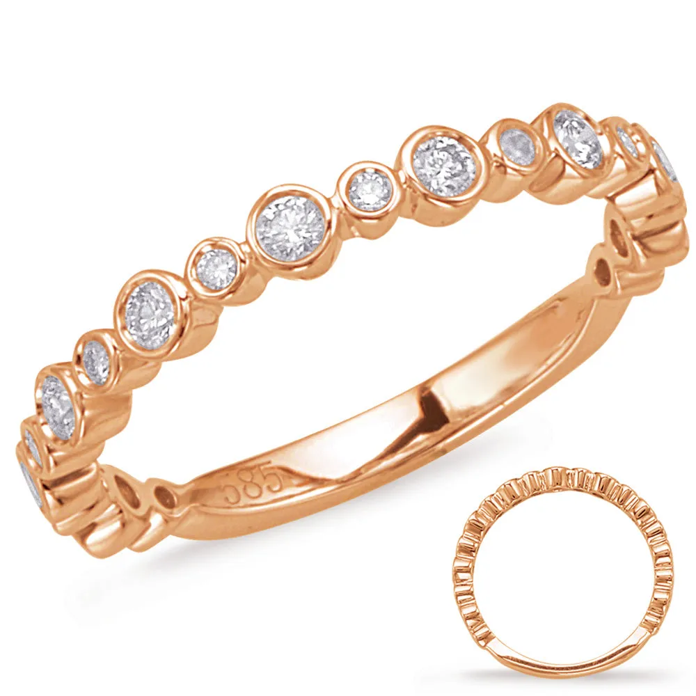Round Bezel Diamond Vintage Stackable Band