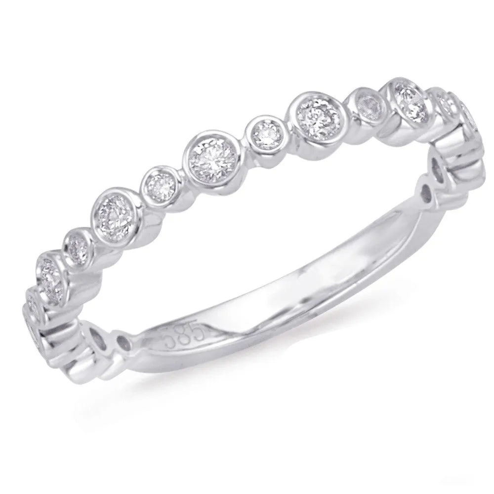 Round Bezel Diamond Vintage Stackable Band