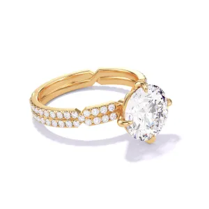 ROUND CUT DIAMOND ENGAGEMENT RING WITH A COMPASS 4 PRONG CHANCE PAVE SETTING IN 18K YELLOW GOLD