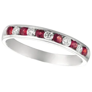 Ruby & Diamond Ring 14K White Gold (0.56Ctw)