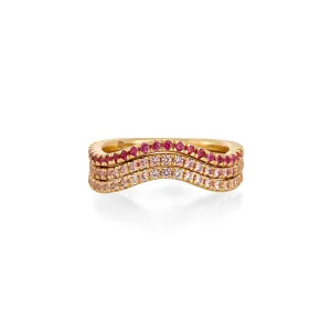 Ruby and Pink Sapphire Wave Stack Rings