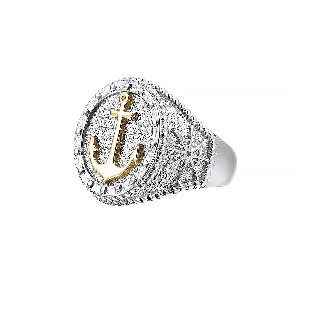Sailor's Anchor Ring With Solid Gold