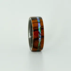 SALE RING - Black Zirconium, Ironwood, and Abalone Shell - Size 10.5