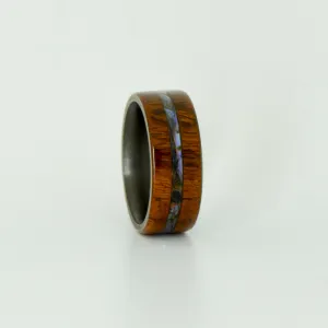 SALE RING -  Black Zirconium, Ironwood, and Abalone Shell - Size 7.75
