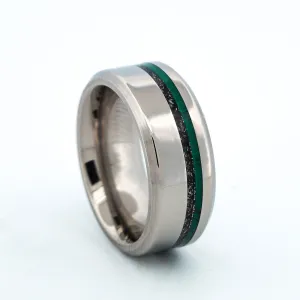 SALE RING - Titanium, Imperial Jade, Meteorite - Size 6