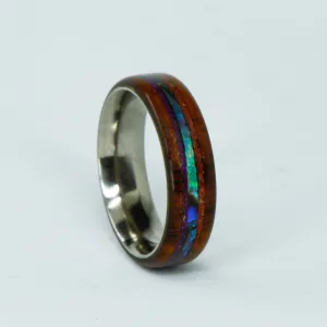 SALE RING -  Titanium, Ironwood, Red Opal, Sugilite, & Abalone Shell - Size 6.25