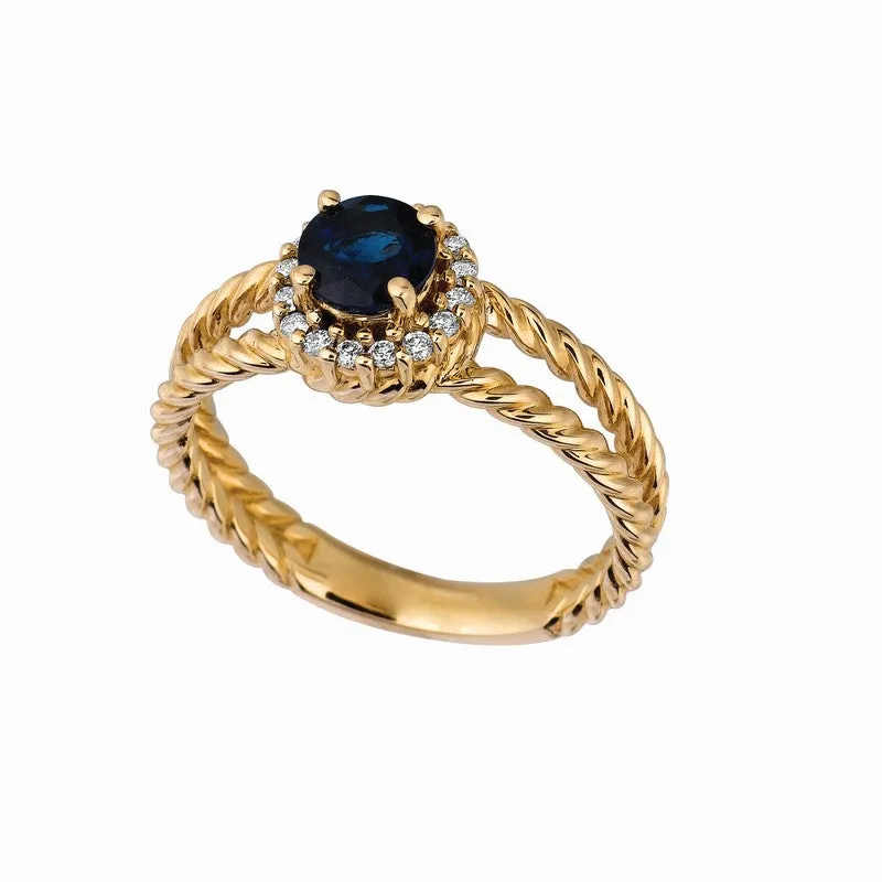 SAPPHIRE & DIAMOND RING 14K GOLD (0.93CTW)