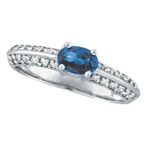 Sapphire And Diamond Ring 14K White  Gold (1.16 Ctw)