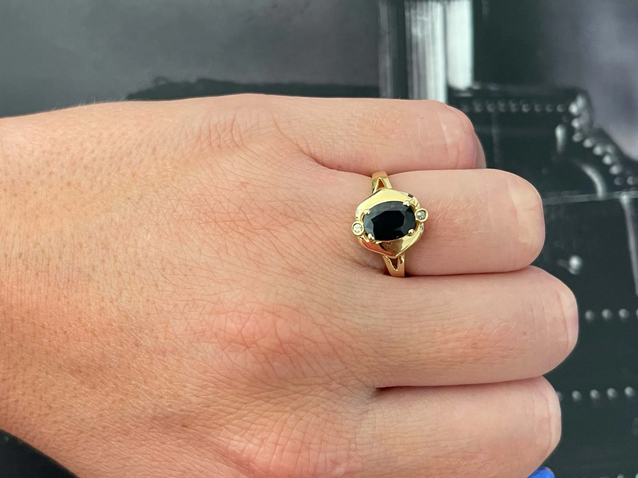 Sapphire and Diamond Ring in 14k Yellow Gold