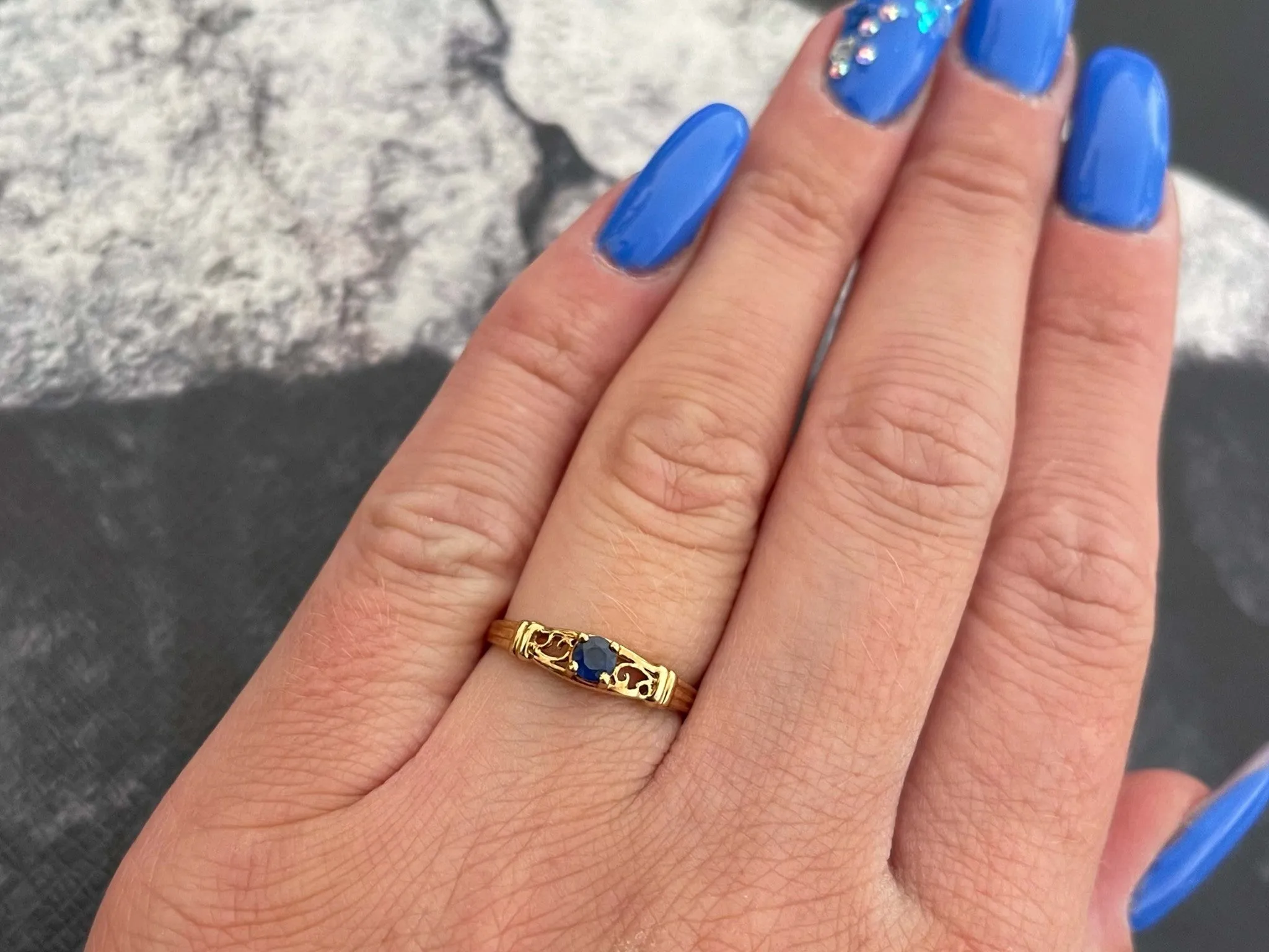 Sapphire and Diamond Ring in 14k Yellow Gold