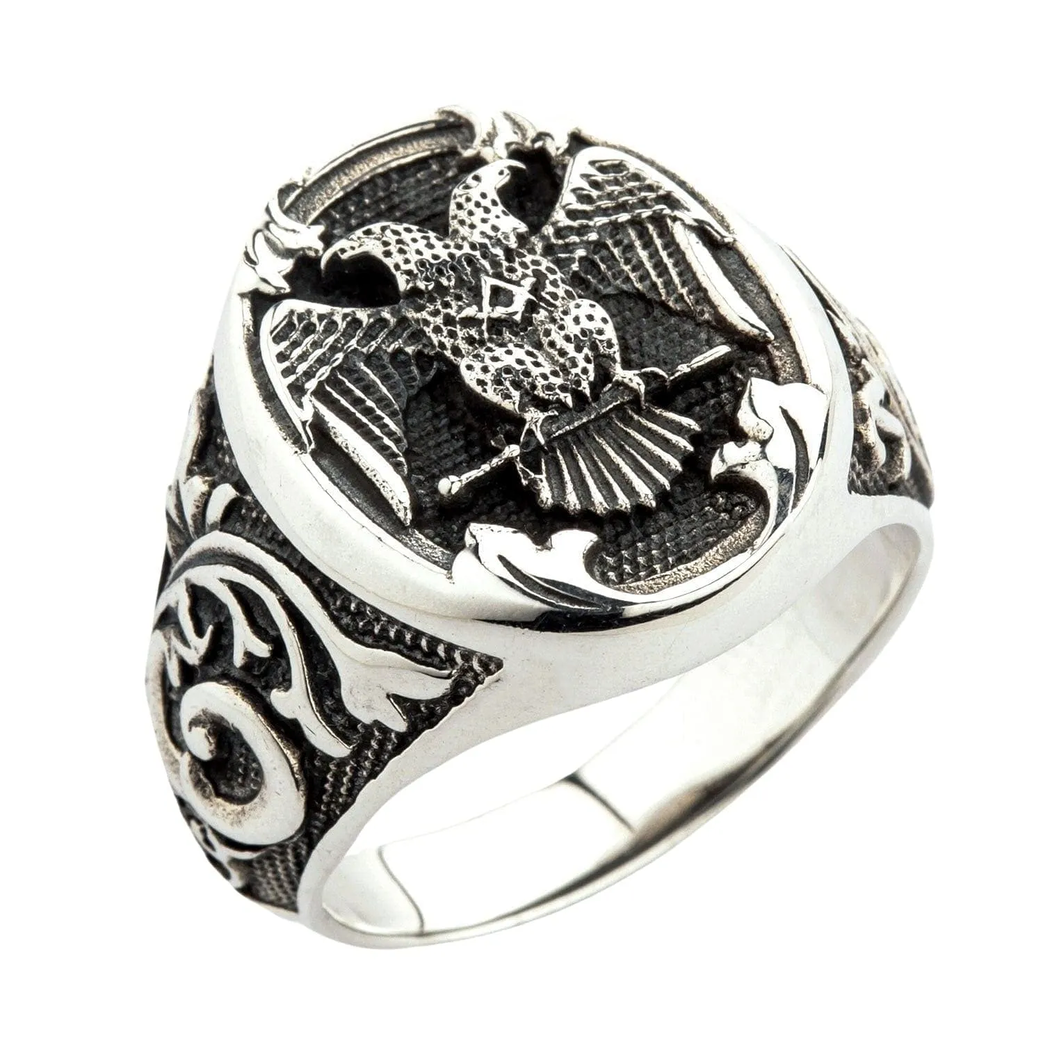 Scottish Rite Double-headed Eagle Sterling Silver Masonic Ring