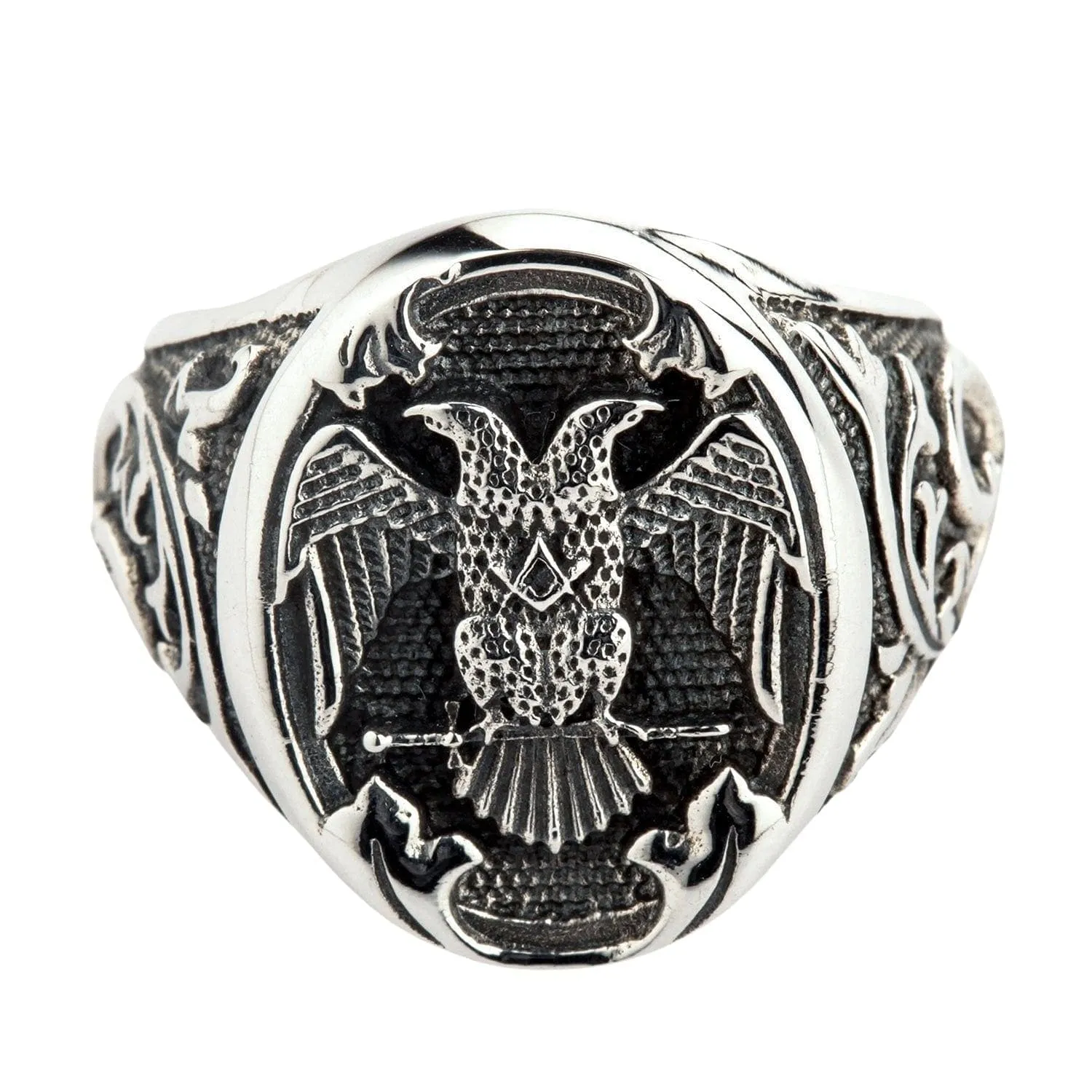 Scottish Rite Double-headed Eagle Sterling Silver Masonic Ring