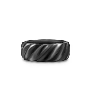 Sculpted Cable Band Ring in Black Titanium, 9mm, Size 11