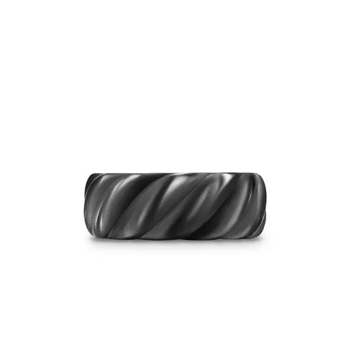 Sculpted Cable Band Ring in Black Titanium, 9mm, Size 11