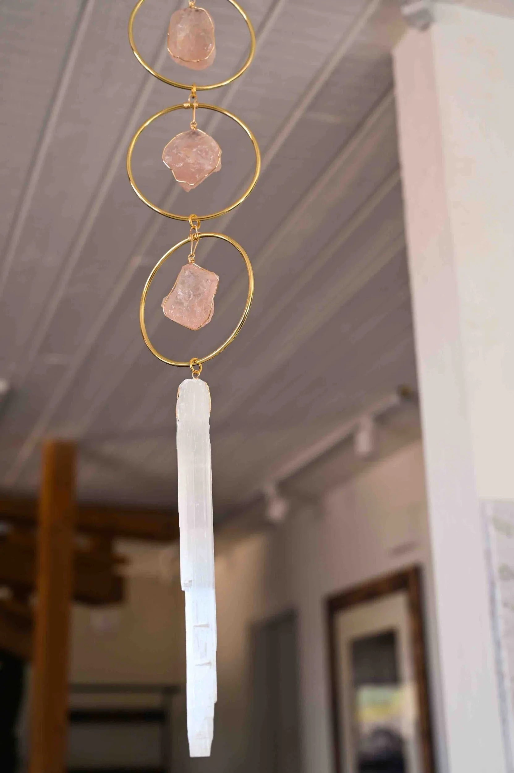 Self Love Selenite & Rose Quartz Gemstone Hanging