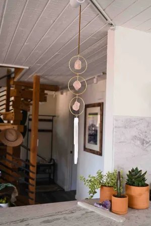 Self Love Selenite & Rose Quartz Gemstone Hanging