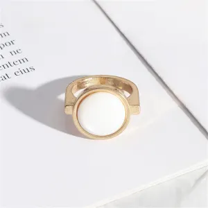 Shell & 18K Gold-Plated Round-Bezel Ring