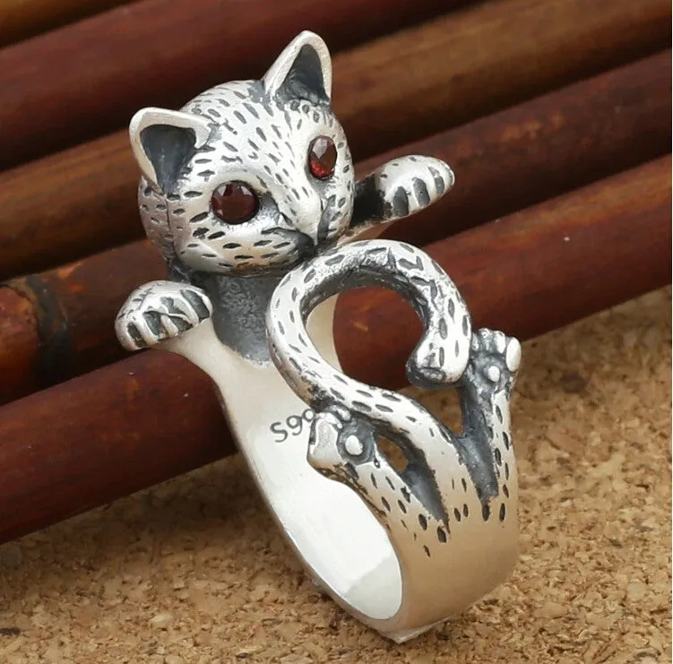 Siamese Cat Sterling Silver Adjustable Ring