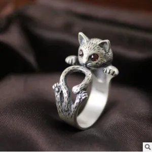 Siamese Cat Sterling Silver Adjustable Ring