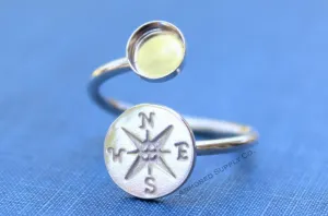 Silver 10mm Bezel Compass Wrap Bypass Adjustable Ring blank