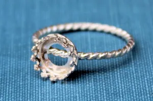 Silver 10mm Round Crown Bezel Cup Rope Ring blank