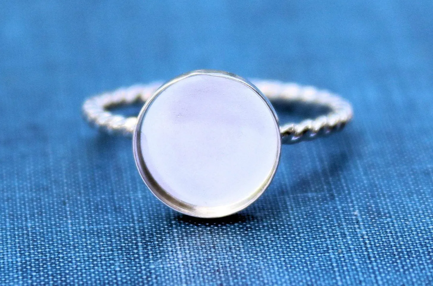 Silver 12mm Round Bezel Rope Ring blank