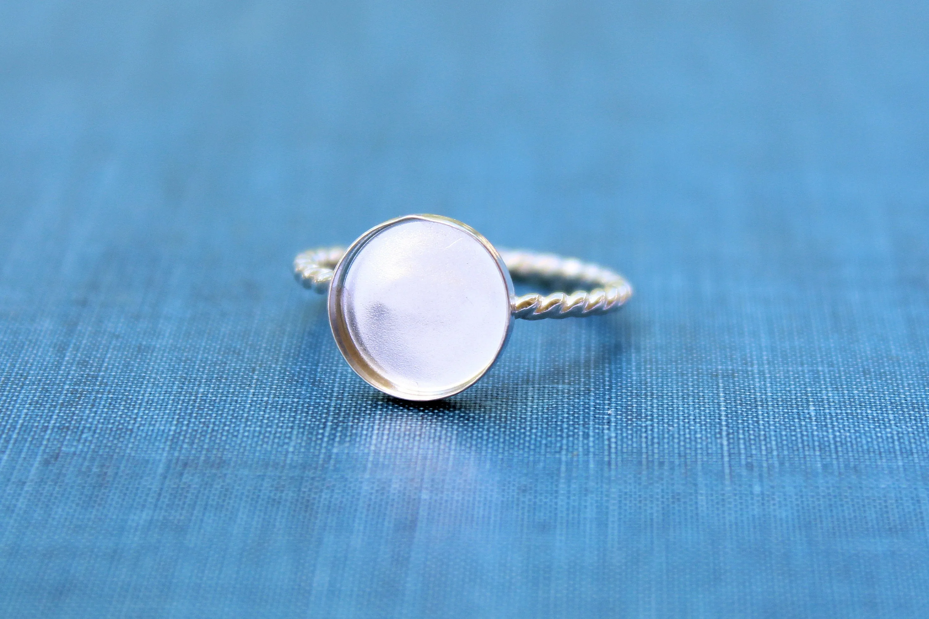 Silver 14mm Bezel Cup Rope Ring blank